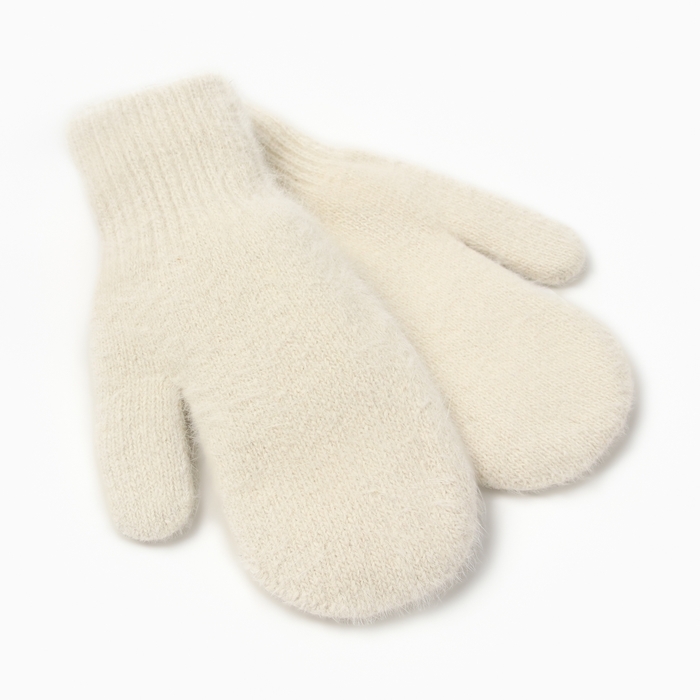 Варежки женские MIST с шерстью кролика, р-р 22 см, цв. молочный