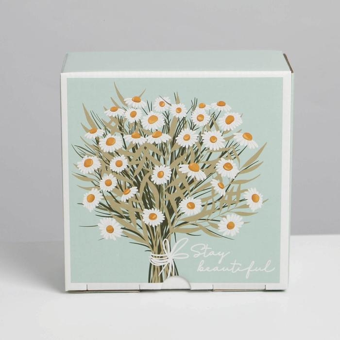 Коробка‒пенал, упаковка подарочная, &laquo;Ромашки&raquo;, 15 х 15 х 7 см