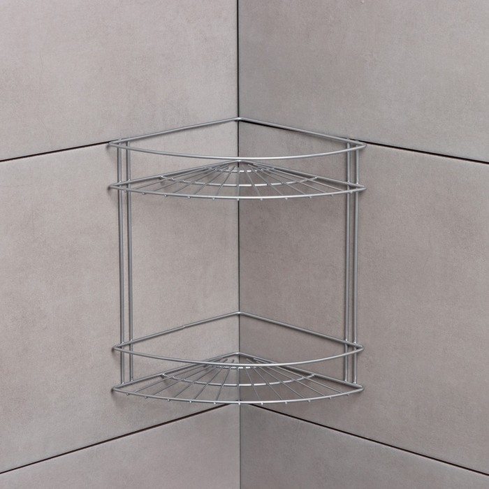 Полка угловая для ванной 2-х ярусная Slim, 18×25×25 см, цвет хром Полка угловая для ванной 2-х ярусная Slim, 18×25×25 см, цвет хром