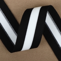 Тесьма трикотажная лампас 30 мм, 9,1 &plusmn; 0,5 м, цвет чёрный/белый