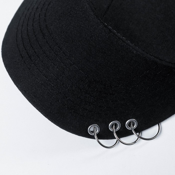 Кепка женская с кольцами, цвет чёрный, р-р 56 Кепка женская с кольцами, цвет чёрный, р-р 56
