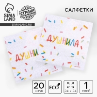 Салфетки бумажные однослойные &laquo;Душнила&raquo;, 24 &times; 24 см, в наборе 20 шт.