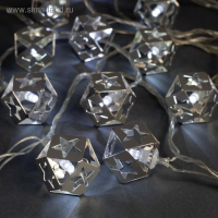 Гирлянда &laquo;Нить&raquo; 4 м с насадками &laquo;Кубик звезда&raquo;, IP20, прозрачная нить, 20 LED, свечение белое, 8 режимов, 220 В