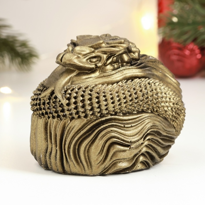 Новый год. Символ 2025. Фигура "Змея хищница" бронза, 8х7х7см