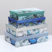 Набор подарочных новогодних коробок 4 в 1 "Зимняя сказка", 30 х 20 х 8 - 24 х 14 х 5 см. Новый год