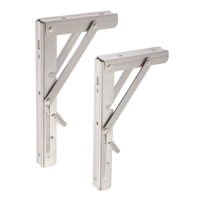 Кронштейн складной для столов и полок ТУНДРА, 2 шт., длина 200 мм, нержавеющая сталь Кронштейн складной для столов и полок ТУНДРА, 2 шт., длина 200 мм, нержавеющая сталь