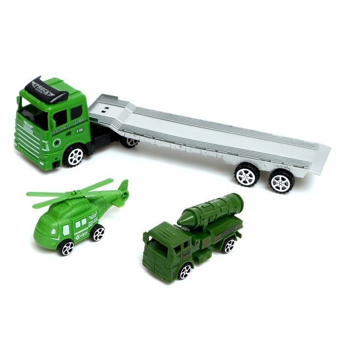 Грузовик инерционный «Военный автовоз», с техникой, 2 машины в комплекте Грузовик инерционный «Военный автовоз», с техникой, 2 машины в комплекте