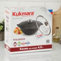 Казан &laquo;Традиция&raquo;, 4,5 л, стеклянная крышка, литые ручки, антипригарное покрытие, цвет чёрный