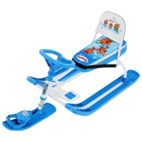 Снегокат &laquo;Тимка спорт 4-1 Три кота&raquo;, ТС4-1/ТК, со спинкой и ремнём безопасности, цвет голубой/белый