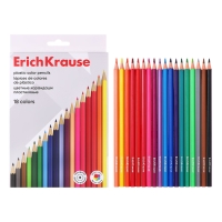 Карандаши 18 цветов ErichKrause, пластик, шестигранные, мягкий 2.6 мм грифель, картонная упаковка, легкая заточка, европодвес Карандаши 18 цветов ErichKrause, пластик, шестигранные, мягкий 2.6 мм грифель, картонная упаковка, легкая заточка, европодвес