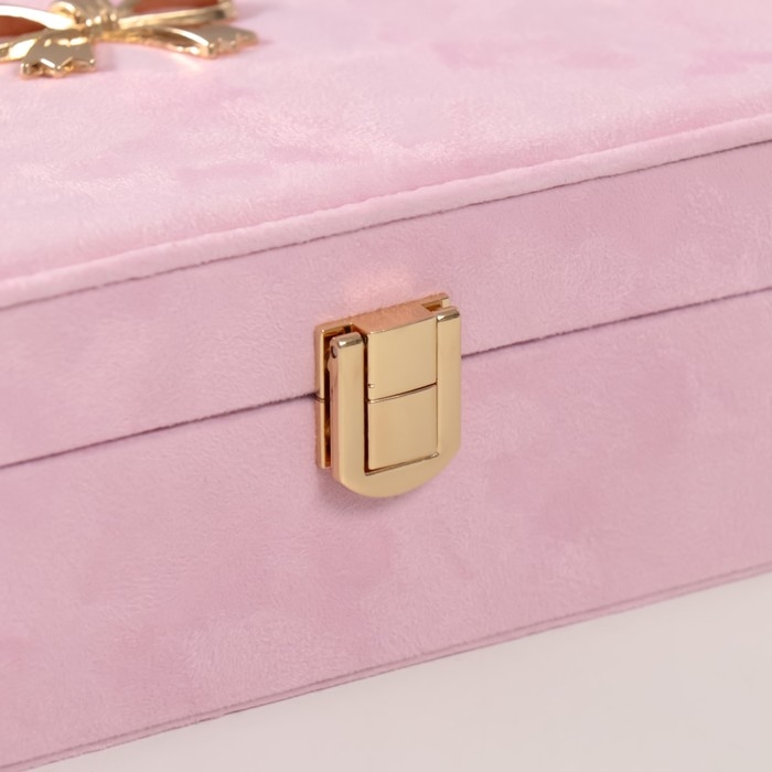 Шкатулка текстиль для украшений Шкатулка текстиль для украшений "Бант" нежно-розовый 22х14,5х7 см