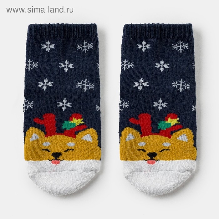 Носки детские махровые, цвет синий, размер 14-16