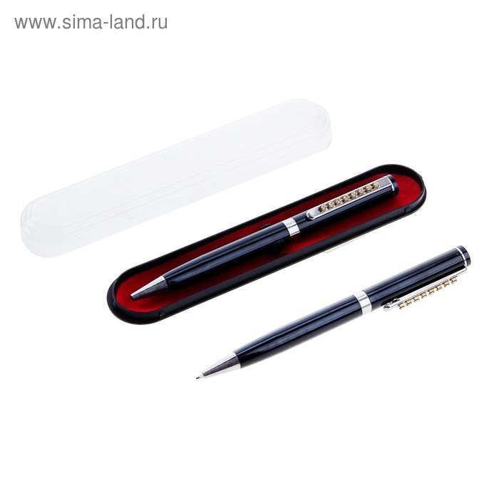 Ручка шариковая, подарочная Calligrata Ручка шариковая, подарочная Calligrata "Стразы", в пластиковом футляре, поворотная, чёрная с серебристыми вставками