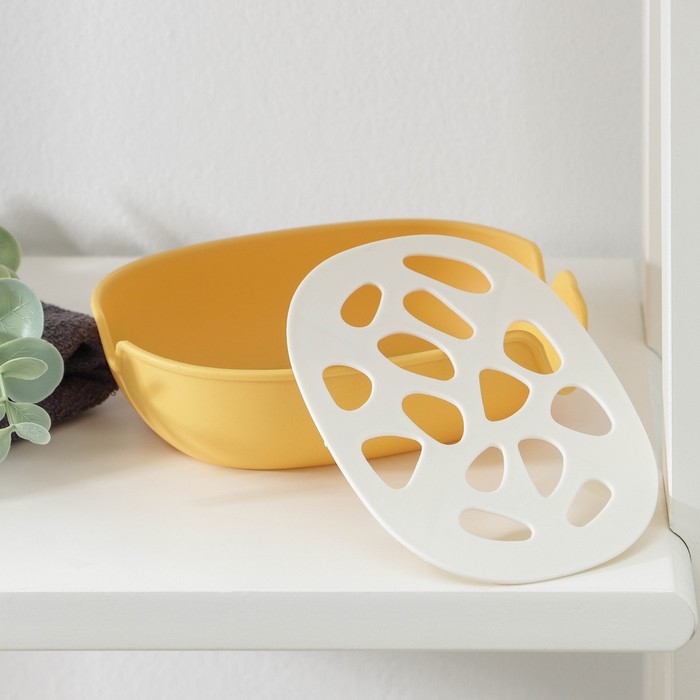 Мыльница овальная, пластик, 15&times;11&times;4 см, цвет МИКС