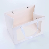 Пакет подарочный с широким дном и окном 25 х 19 х 18 см, белый