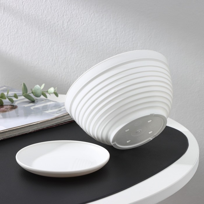 Горшок для цветов с поддоном «Алиса», 1 л, d=17 см, h=10 см, цвет белый Горшок для цветов с поддоном «Алиса», 1 л, d=17 см, h=10 см, цвет белый