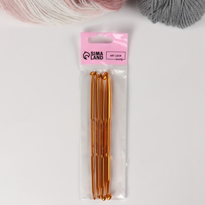 Набор двусторонних крючков для вязания, d = 1/2,3/4,5/6,7/8 мм, 13,5 см, 4 шт, цвет золотой Набор двусторонних крючков для вязания, d = 1/2,3/4,5/6,7/8 мм, 13,5 см, 4 шт, цвет золотой