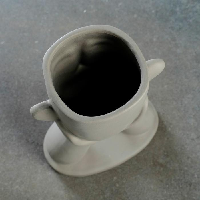 Кашпо "Голова юноши" серое, 27см