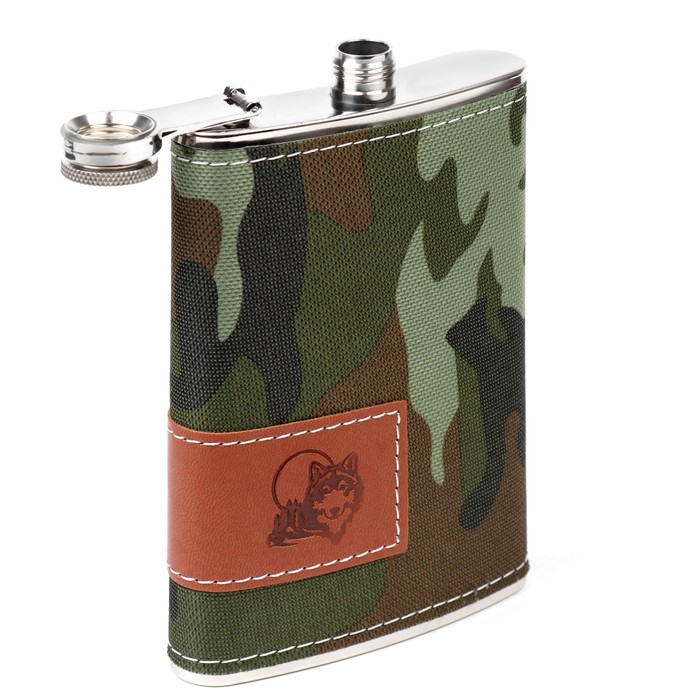 Подарочный набор 4 в 1 "Хаки": фляжка 270 мл, нож сомелье, 2 стопки, 17 х 23 см