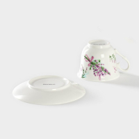 Чайная пара фарфоровая Доляна &laquo;Лаванда&raquo;, 2 предмета: чашка 220 мл, блюдце d=14,1 см, цвет белый