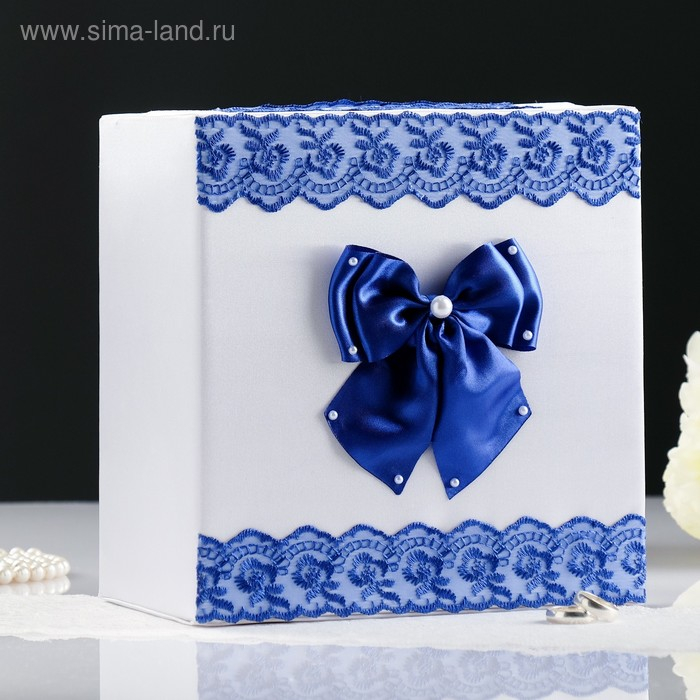 Коробка для денег &laquo;Семейный банк&raquo; с синим кружевом