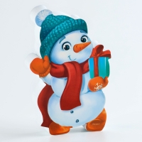 Аппликация пайетками для детей на новый год &laquo;Снеговик&raquo;, набор для творчества