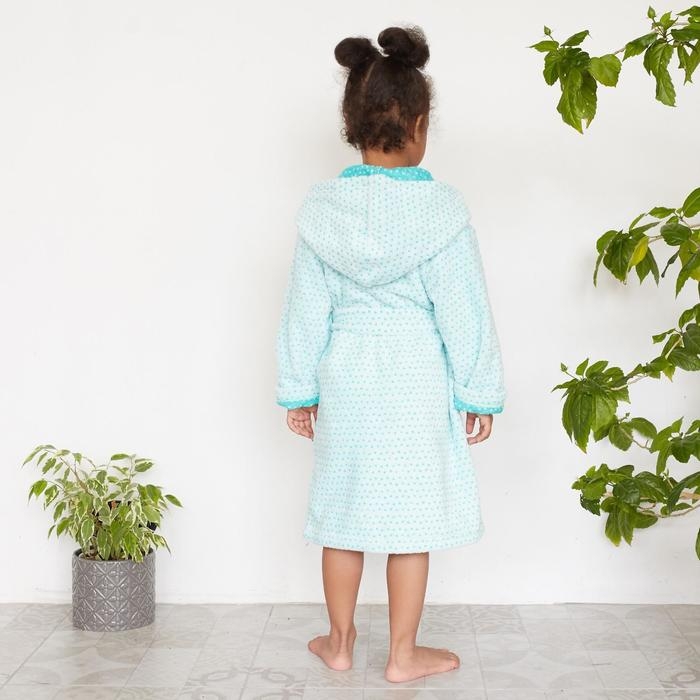 Халат махровый детский Крошка Я &laquo;Крапинка&raquo; размер 30, цвет бирюзовый, 100% хлопок 360 г/м2