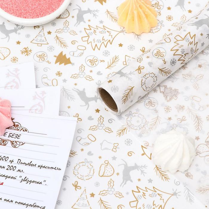 Бумага силиконизированная &laquo;Олень&raquo;, серебряный, 0,38 х 5 м