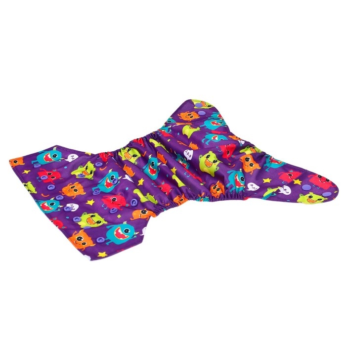 Многоразовый подгузник «Монстрики», 3-15 кг, цвет фиолетовый, Крошка Я Многоразовый подгузник «Монстрики», 3-15 кг, цвет фиолетовый, Крошка Я