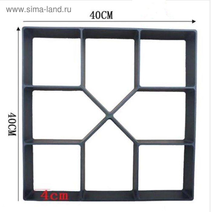 Форма для изготовления дорожек "Чёрная" 40 х 40 х 4 см