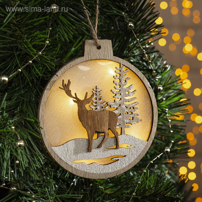Ёлочная игрушка &laquo;Величавый олень в лесу&raquo;, батарейки АААх2 (не в комплекте), свечение тёплое белое