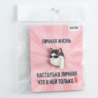 Значок деревянный &laquo;Кот в очках&raquo;, серия мемы , 2,4 х 3,2 см