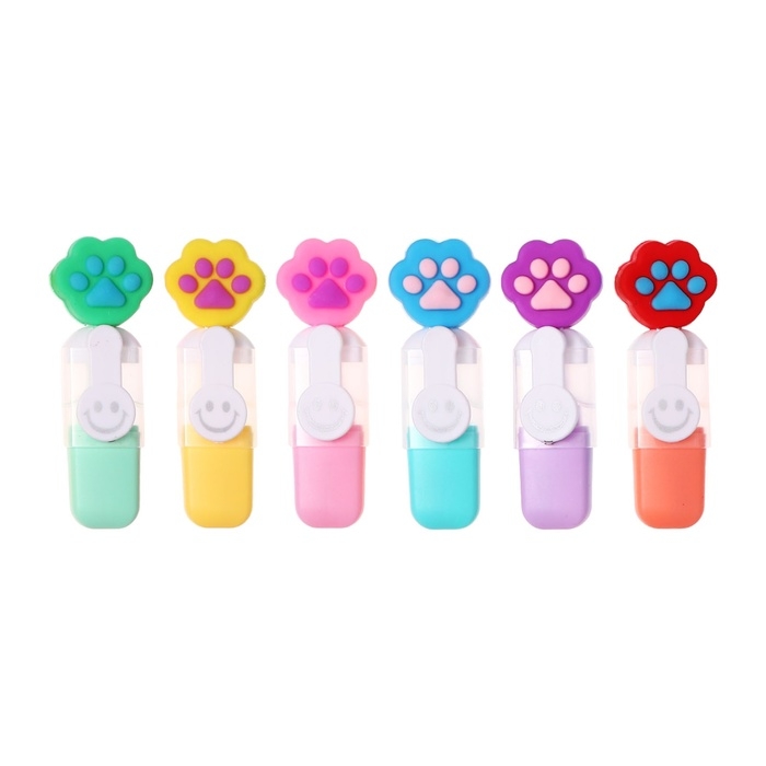 Набор маркеров текстовыделителей 6 штук 6 цветов, в пенале на молнии Лапки Набор маркеров текстовыделителей 6 штук 6 цветов, в пенале на молнии Лапки