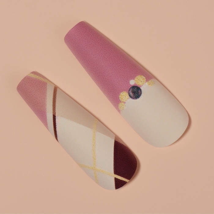 Накладные ногти «Линии», 12 шт, с клеевыми пластинами, форма балерина, разноцветные Накладные ногти «Линии», 12 шт, с клеевыми пластинами, форма балерина, разноцветные