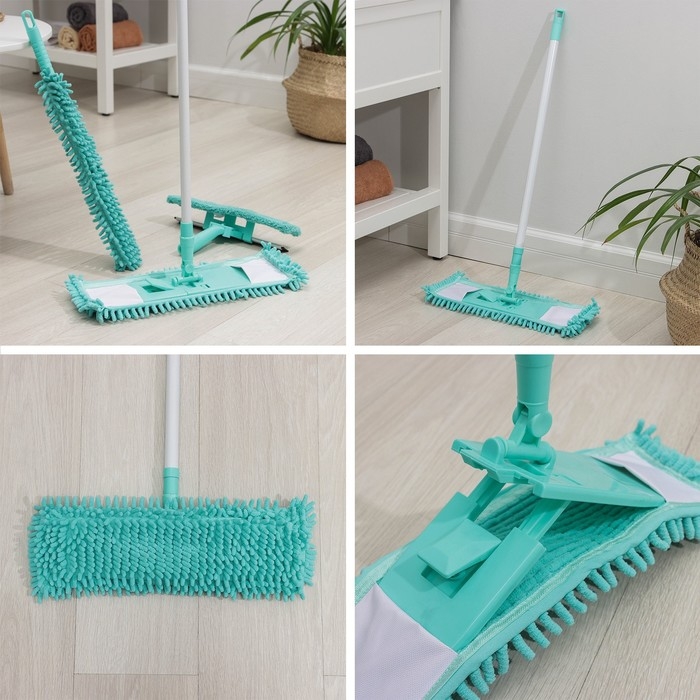 Комплект для уборки Raccoon &laquo;Универсальный&raquo;, 4 предмета: окномойка, швабра, щётка для пыли и черенок