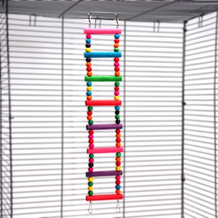 Игрушка для птиц Игрушка для птиц" Лесенка с бусинками" 8 ступеней, микс цветов