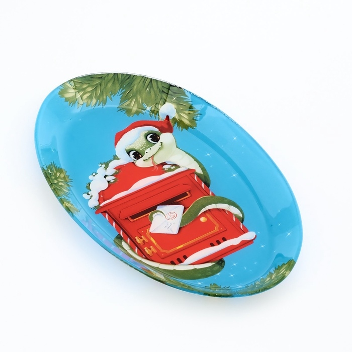 Блюдо овальное новогоднее Дорого внимание «Змейка», 24,5 × 15 × 2 см, стекло Блюдо овальное новогоднее Дорого внимание «Змейка», 24,5 × 15 × 2 см, стекло