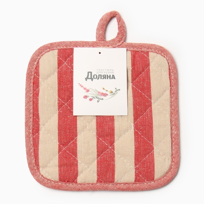 Новый год. Прихватка Доляна Полоса цв.красный17х17 50%п/э 50% хл