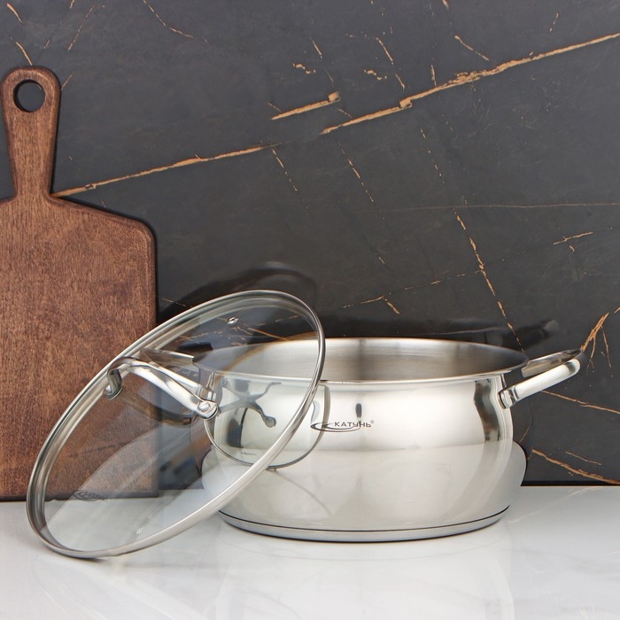 Кастрюля &laquo;Медея&raquo;, 5,2 л, d=24 см, капсульное дно, стеклянная крышка, индукция