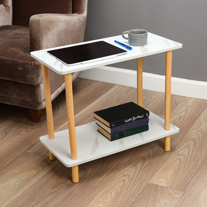 Столик журнальный, дерево, 60х30х53 см, белый Столик журнальный, дерево, 60х30х53 см, белый