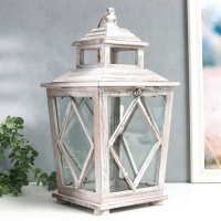 Подсвечник дерево на 1 свечу "Ромб на фонарике" коричневый состаренный 40х20х17 см Подсвечник дерево на 1 свечу "Ромб на фонарике" коричневый состаренный 40х20х17 см