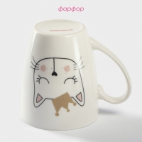 Кружка фарфоровая Доляна &laquo;Принцесса Мяу&raquo;, 350 мл, цвет белый