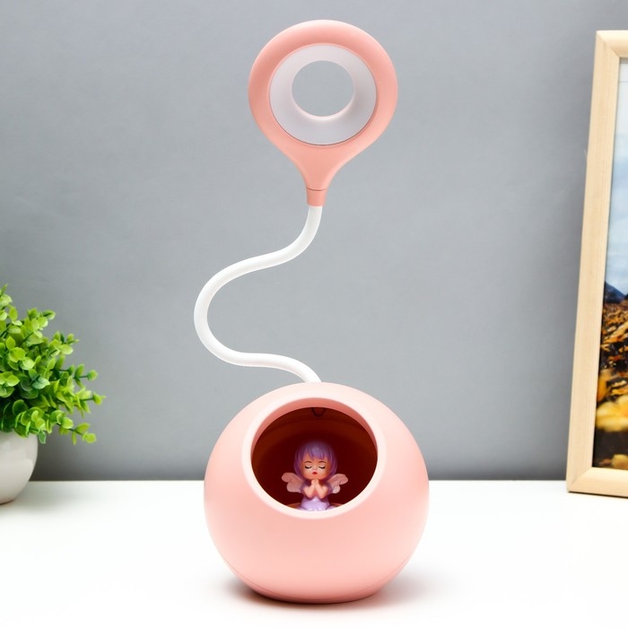 Настольная лампа с ночником "Принцесса" LED 3000К-6000К 5Вт USB АКБ розовый 14х14х44см RISALUX  9413