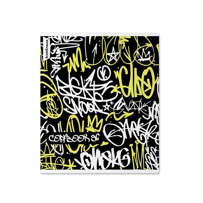 Тетрадь 96 листов в клетку, ErichKrause Graffity, обложка мелованный картон, матовая ламинация, УФ-лак, блок офсет 100% белизна, МИКС Тетрадь 96 листов в клетку, ErichKrause Graffity, обложка мелованный картон, матовая ламинация, УФ-лак, блок офсет 100% белизна, МИКС