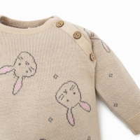 Комбинезон вязаный Крошка Я &laquo;Зайчики&raquo;, рост 80-86 см