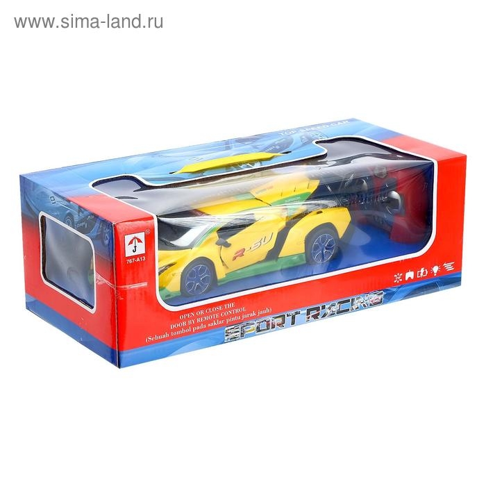 Машина радиоуправляемая &laquo;Суперкар&raquo;, работает от аккумулятора, световые эффекты, цвет жёлтый