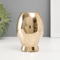 Подсвечник керамика на 1 свечу "Сова Сипуха" d=3,5 золото 9х8,5х12,5 см