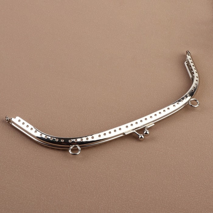 Фермуар пришивной &laquo;Полукруг&raquo;, с креплениями, 20 &times; 7,5 см, цвет серебряный