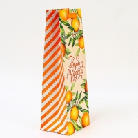 Новый год. Пакет подарочный новогодний под бутылку &laquo;Апельсины&raquo;, 13 x 36 x 10 см.