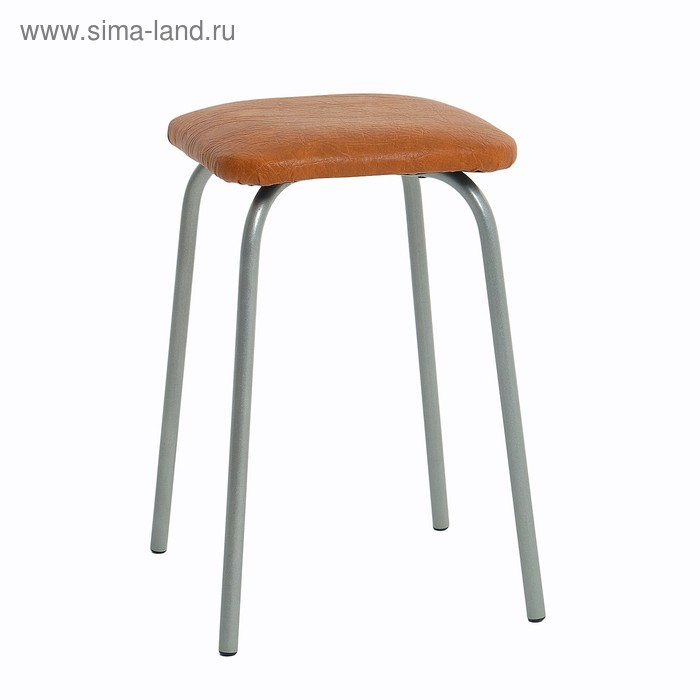 Табурет "Эконом" квадратный, Серебристый металлик/шоколад  МИКС